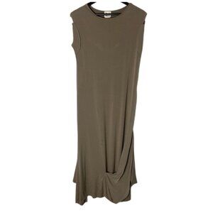 Planet by Lauren G Size 1 Jersey Gathered Tank Brown Midi Maxi Dress